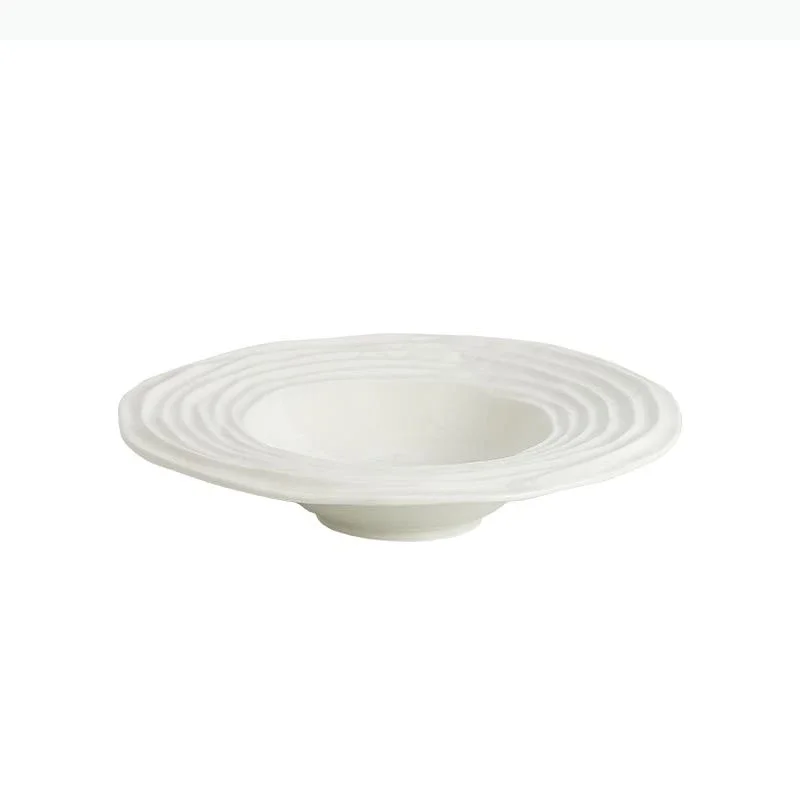 White Hat Ceramics Dining Plate Soup Bowls Fruit Plate Bowls Pasta Dish Noodle Dessert Plates Snack Tray