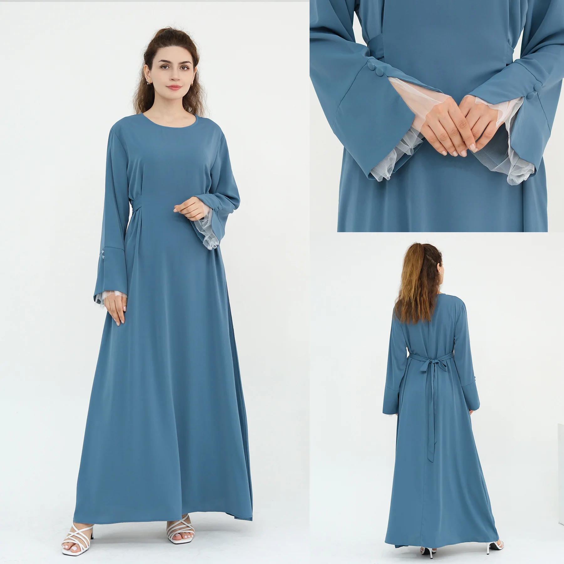 

Dubai Abaya Muslim Long Sleeve Maxi Dress Modest Abayas for Women Islamic Clothing Kaftan Robe Turkey Musulmane Femme Vestidos