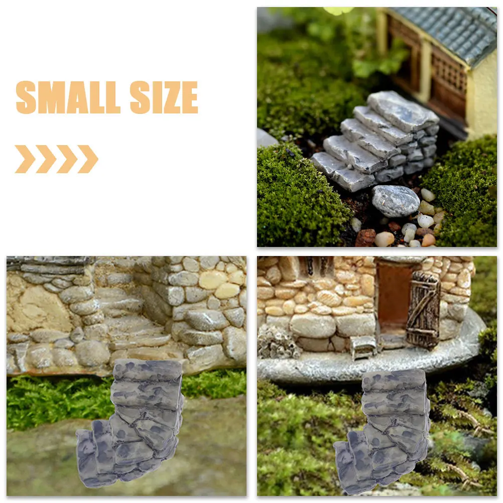 2pcs Stone Steps Micro Landscape Decor Simulation Stair Ornaments For Mini Garden Accessories Diy House Resin Craft Stairs Scene