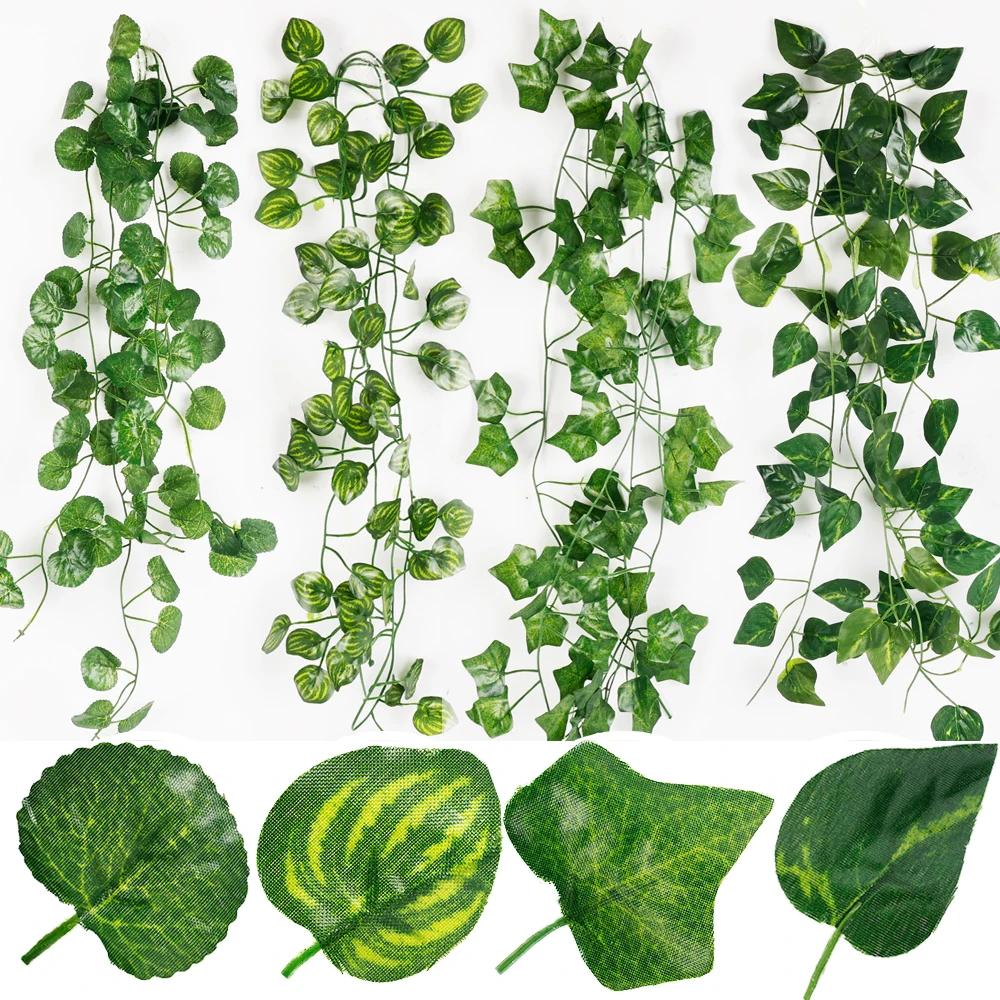 240cm Artificial Plants Green Silk Hanging Ivy Leaf Garland Vine Foliage Rattan Leaves Outdoor Garden Home Wall Decor Fake Plant