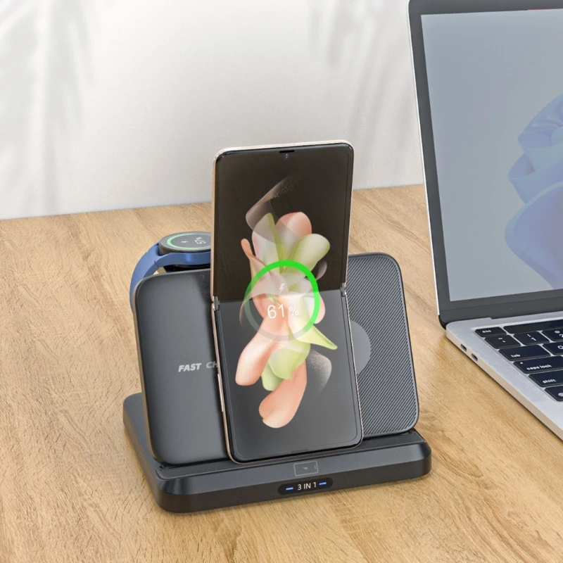 Safe Wireless Charging for FOLD Series 3 in 1 Fast Charging Dock Station Support