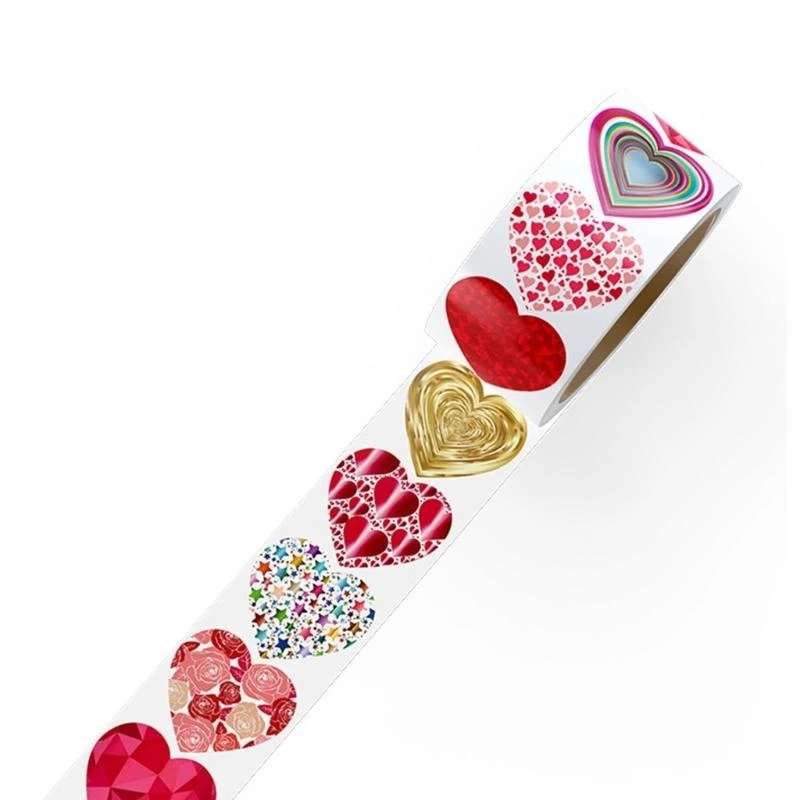 1ロールラブハートステッカーロマンティックの機会は、簡単に皮をむきます。