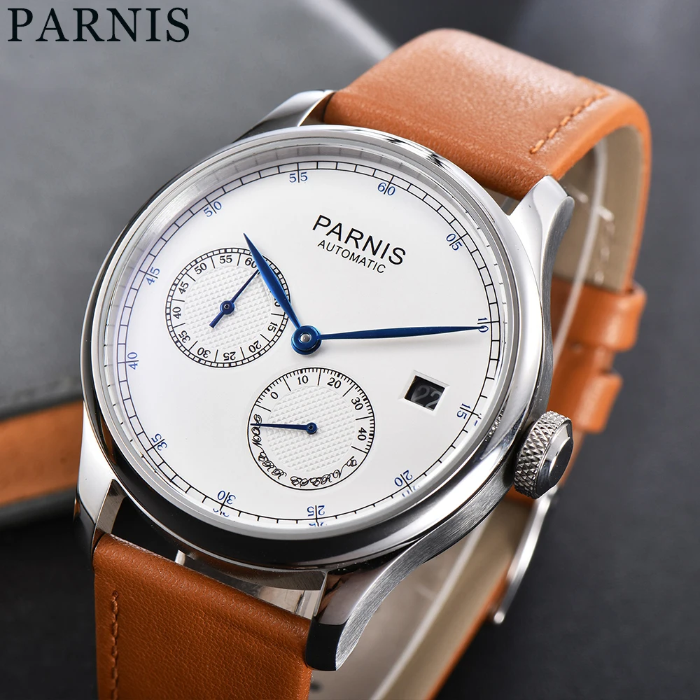 Parnis 42.5mm Power Reserve Automatic ST2530 Movement Men\'s Wristwatch