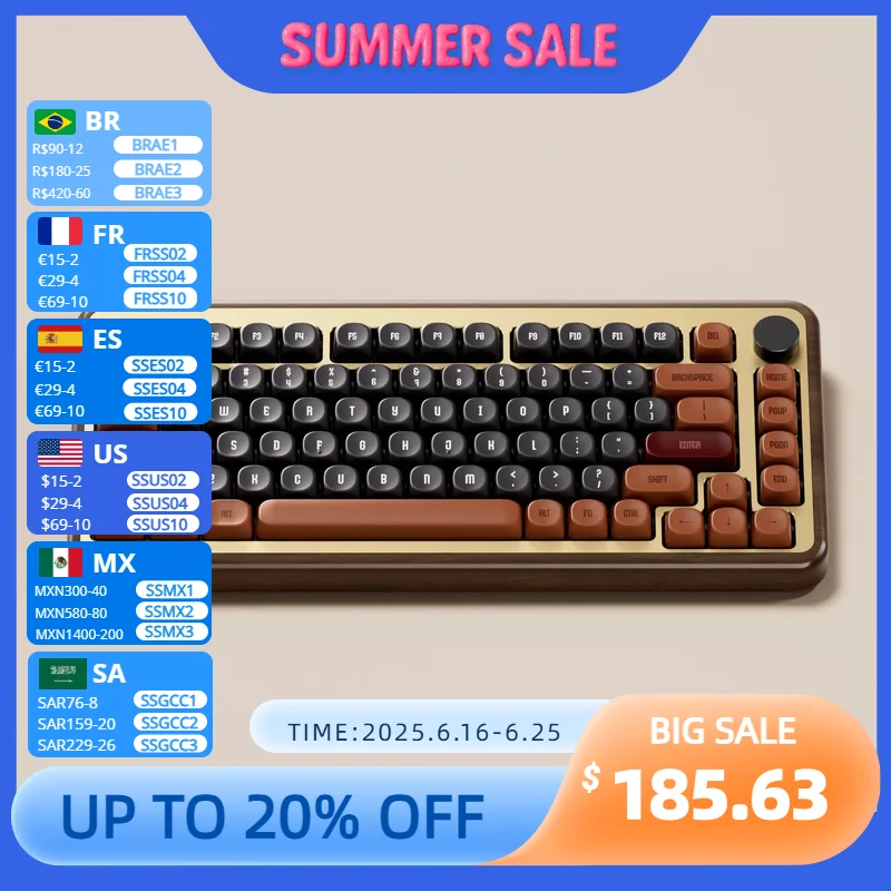 

Akko MU02 75% Деревянная механическая клавиатура Mountain Seclusion RGB с возможностью горячей замены BT5.0/2.4G Беспроводная и проводная игровая клавиатура Type-C