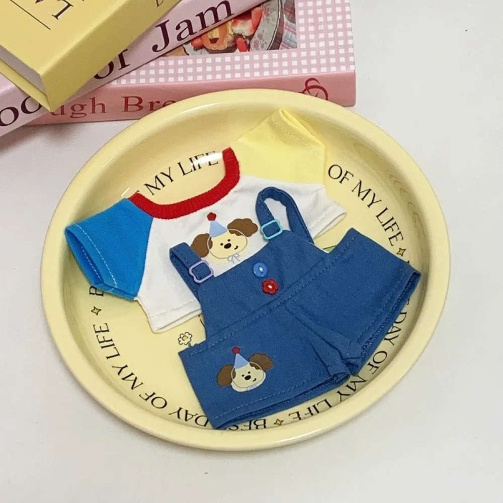 

1 комплект, комплект брюк на бретелях, 10/20 см, хлопковая кукольная одежда с мультяшным узором, модная хлопковая кукольная одежда 20 см, милый наряд