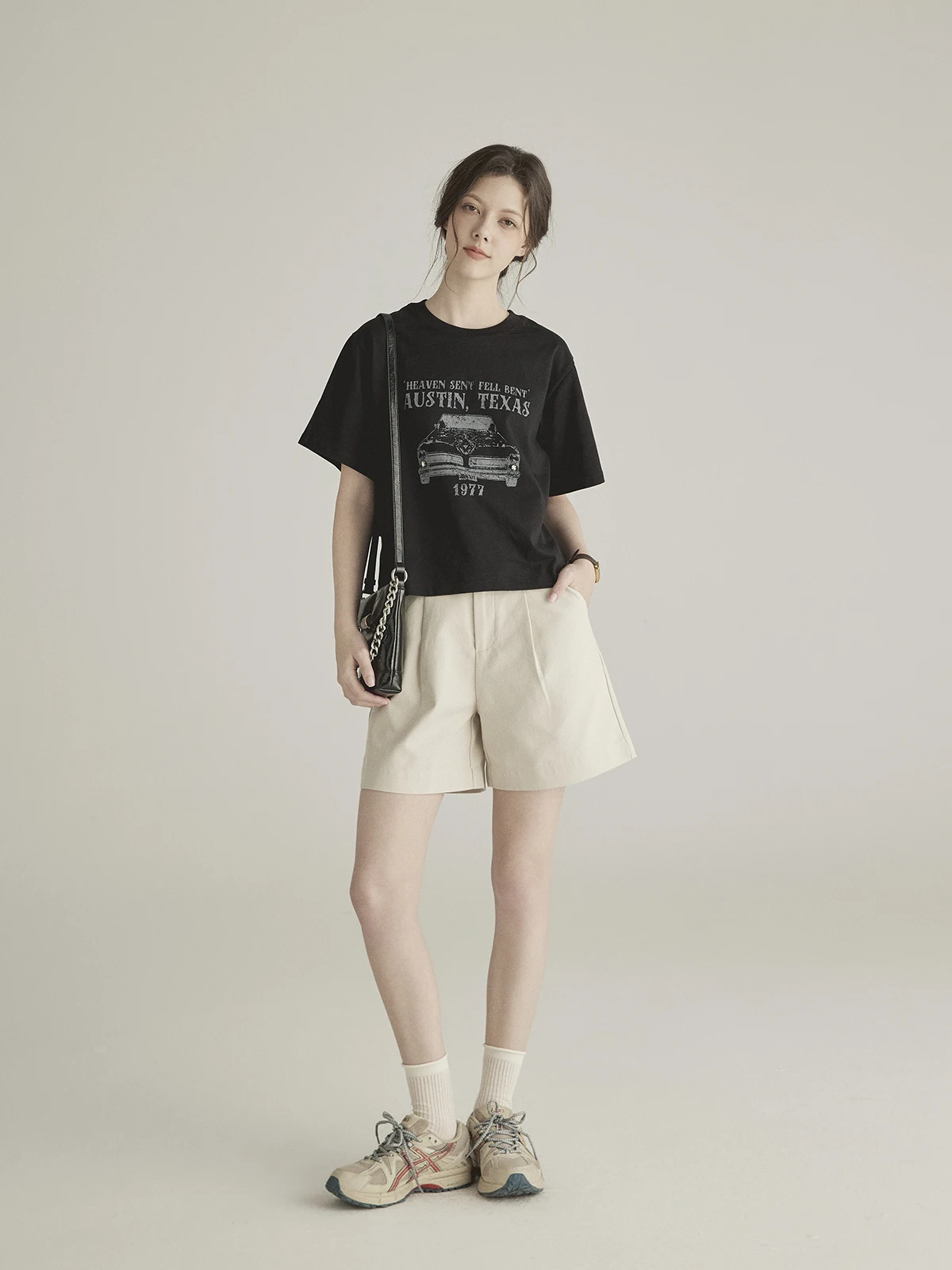 Cseta de manga corta con cuello redondo y estampado retro de Austin Far Travel para mujer, Top informal hoado de verano,...