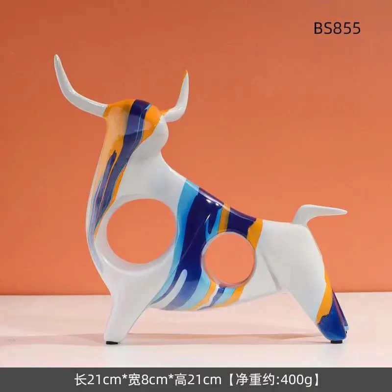 Creative cattle statue ox home decor living room Sculpture gradevin wine TV cabinet ornament crafts Abstract animal figurine