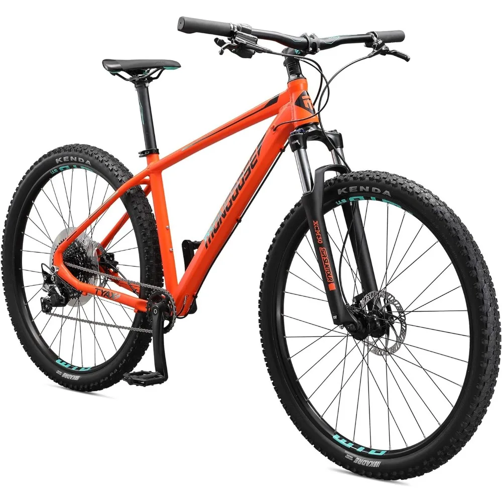 

Mongoose Tyax Comp, Sport, and Expert Adult Mountain Bike, 27.5-29-Inch Wheels, Tectonic T2 Aluminum Frame, Rigid Hardtail