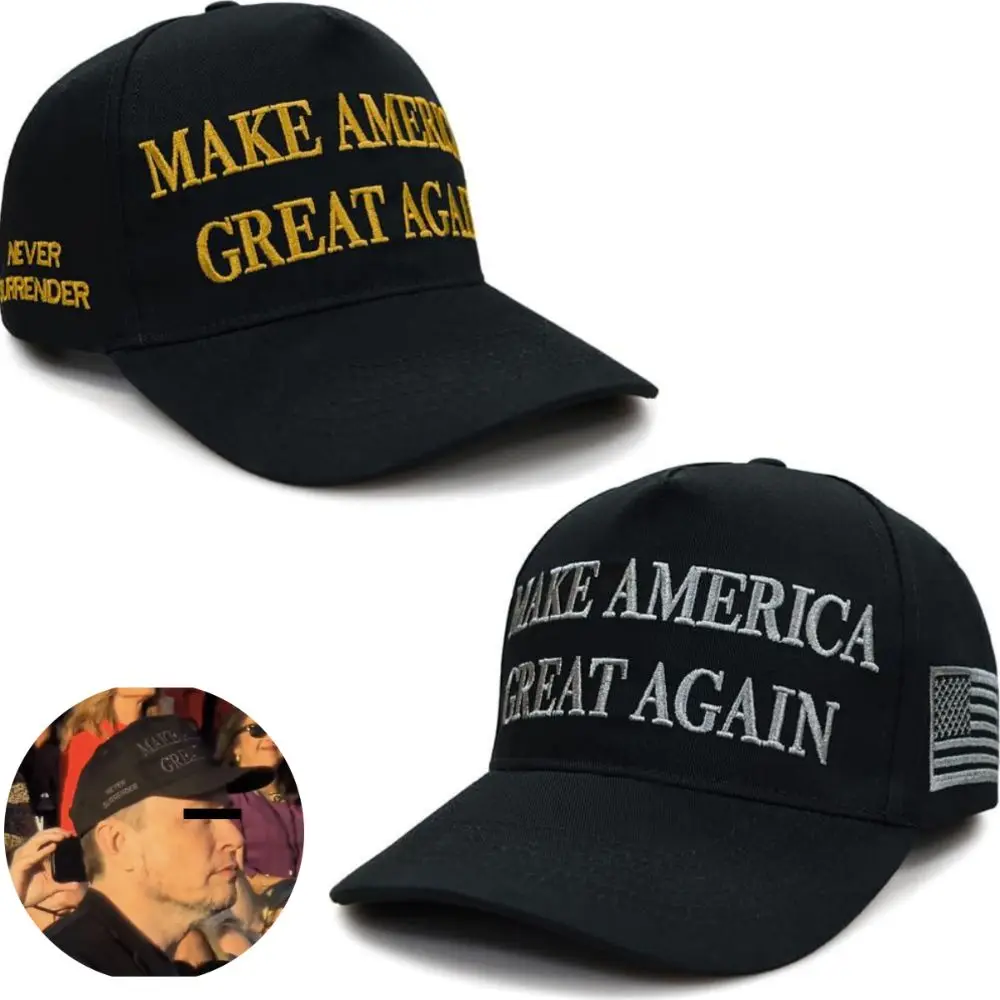 Fashion USA Embroidered Baseball Cap Musk's MAGA Hat Solid Color Donald Trump MAGA Hat Sun Hat Adjustable Trump 2024 Hat