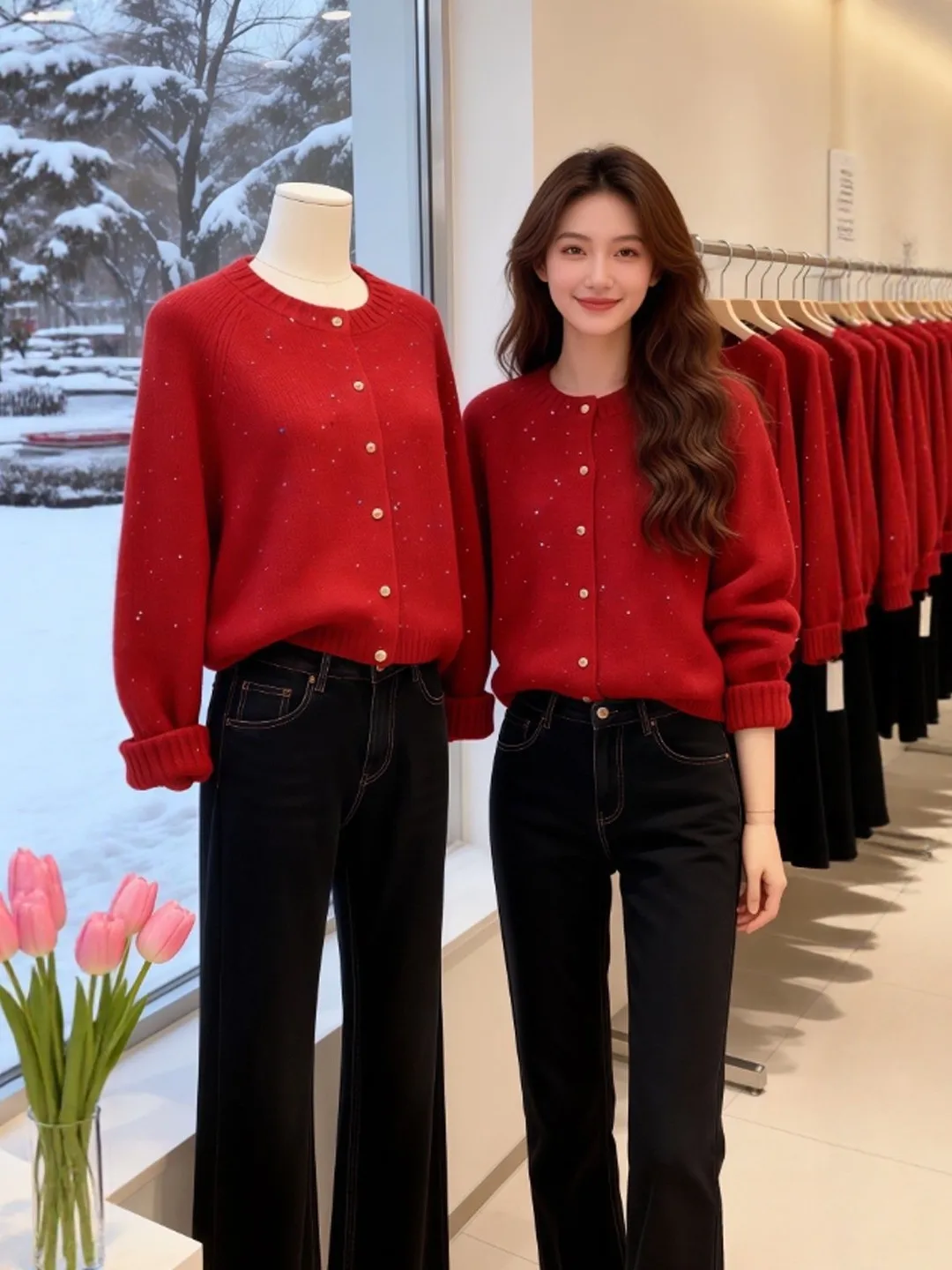 

Ретро-свитер с длинными рукавами и круглым вырезом для женщин, приталенный, модный, для повседневной носки и активного отдыха.