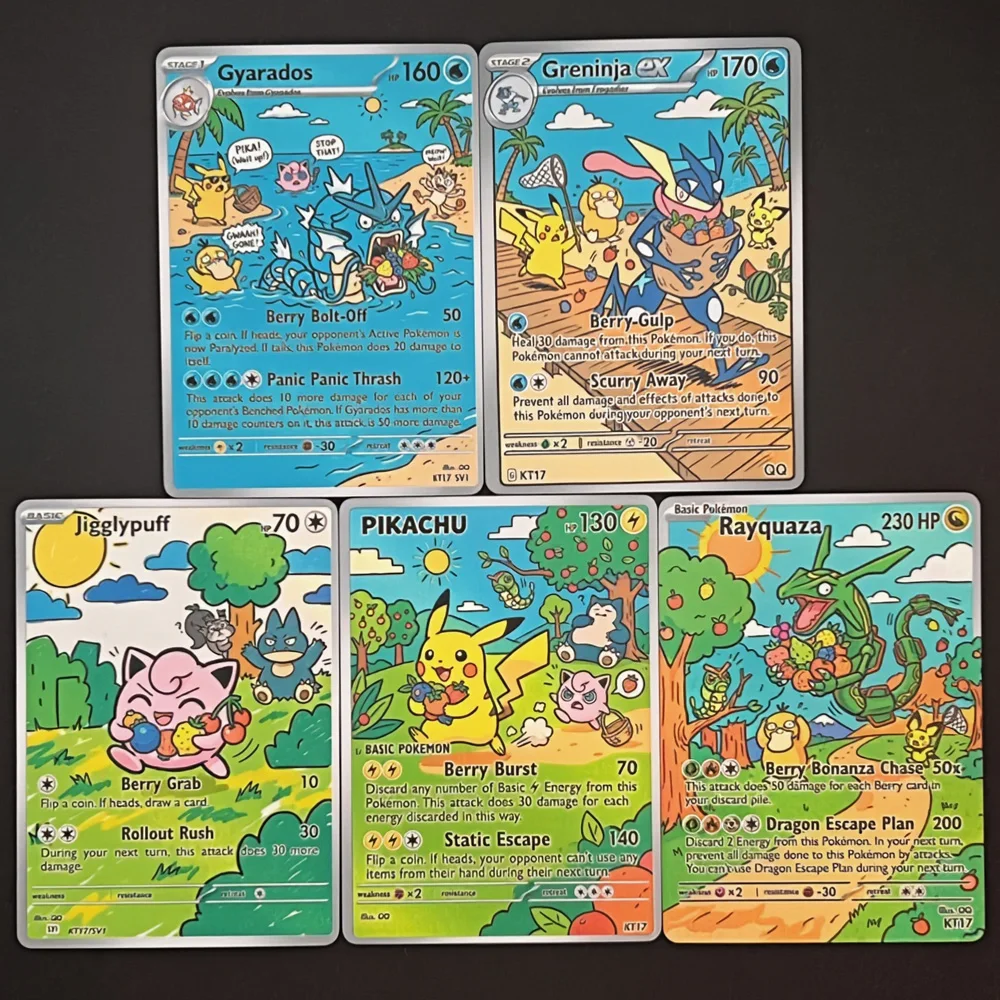 Pokemon Cards Gyarados Greninja Jigglypuff Rayquaza Trading Collection Cards 5Pcs PTCG Rare Holo Card Pokemon Gift