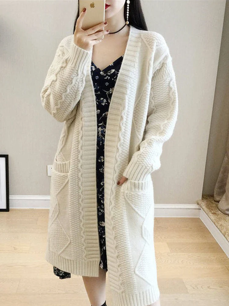 Korean Style Women Cardigan Sweaters 2024 New Autumn Students Casual Loose Long Knitted Coat Female Knitwear Outwear Pull Femme