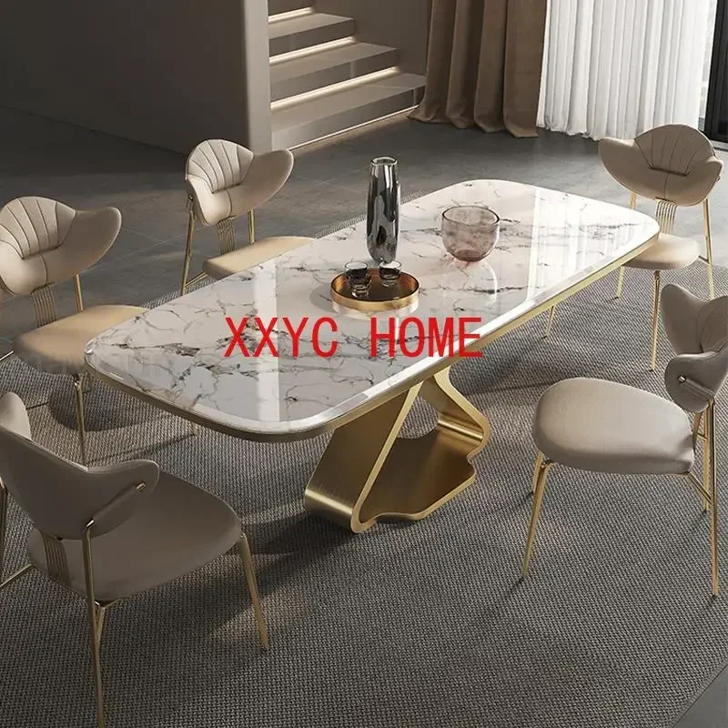 Creative Dining With Beautiful Textured Glossy Desktop High-End Furniture For Kitchen Luxury Rectangle