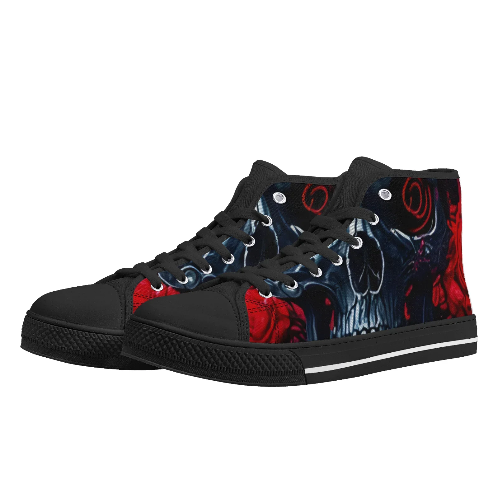 Custom Shoes Boys Girls Vulcanized Shoes Classic High Top Canvas Shoes Gothic Skull Floral Female Flats Sneakers Footwears - view 2