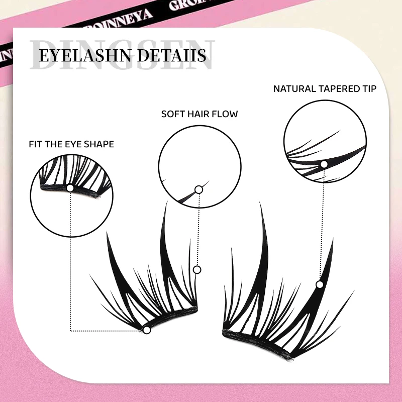 DINGSEN 30 Reihen Idol-Wimperncluster, Wimpernkleber, Manga-Wimpernbuch, DIY-Wimpern, Make-up, Natürliche Anime-Wimpern – Detail 3