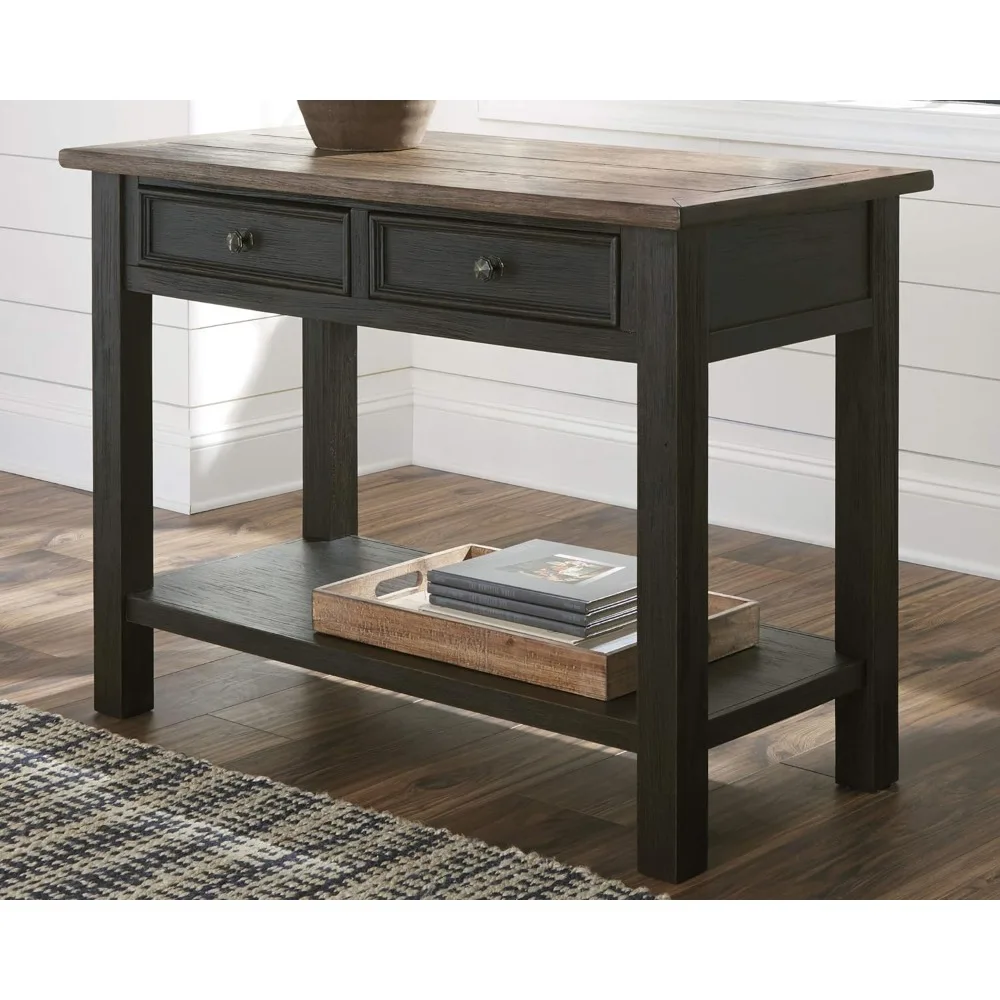 Tyler Creek Modern Farmhouse Sofa Table, Brown & Black