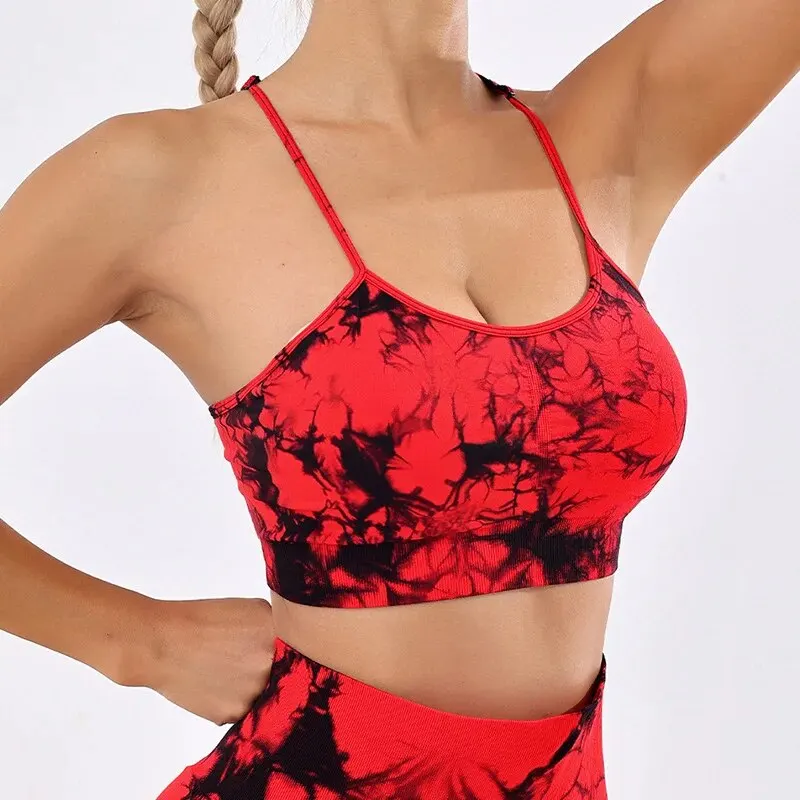 Glaçure à bretelles sans couture pour femme, teinte aught, haut de sport de yoga, course à pied, soutien-gorge sans coussin de soutien-gorge