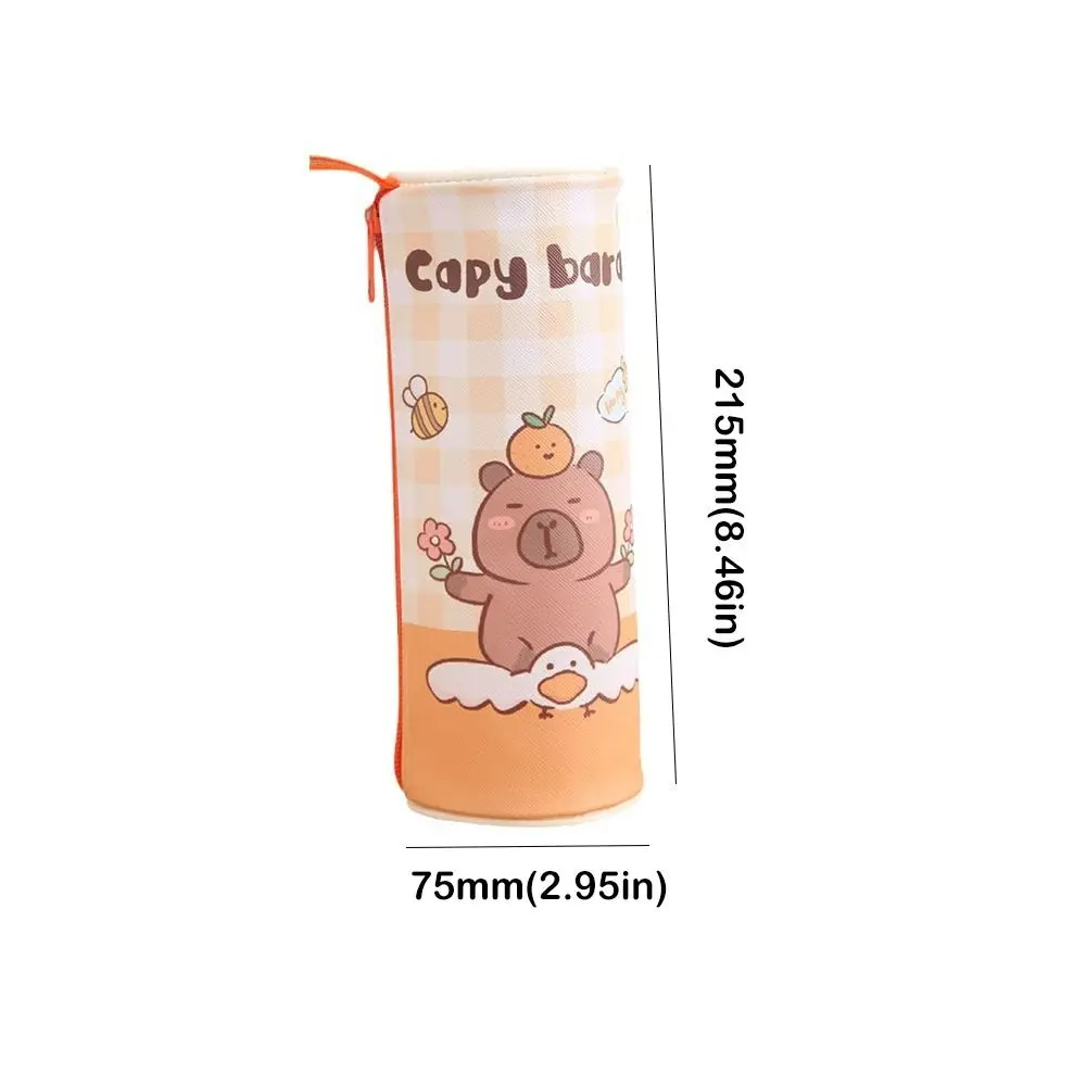 Bolsa de almacenamiento Kawaii Capybara, estuche de lápices estético creativo y bonito, bolsa de papelería con cremallera impermeable de PU, regalo para niños