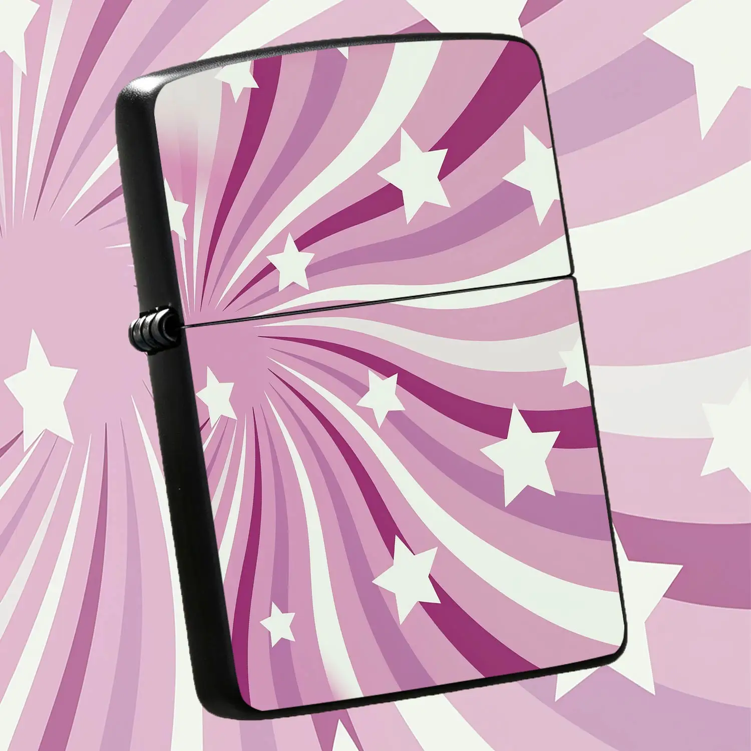 Creative Pink Purple Swirl Star Print Lighter Sweet Aesthetic Portable Daily Use Ignition Accessory Trendy Versatile Practical Gift For Friends Party Gathering Dating Travel All Scenarios Delicate Whimsical Durable Sty A Humorous And Intere