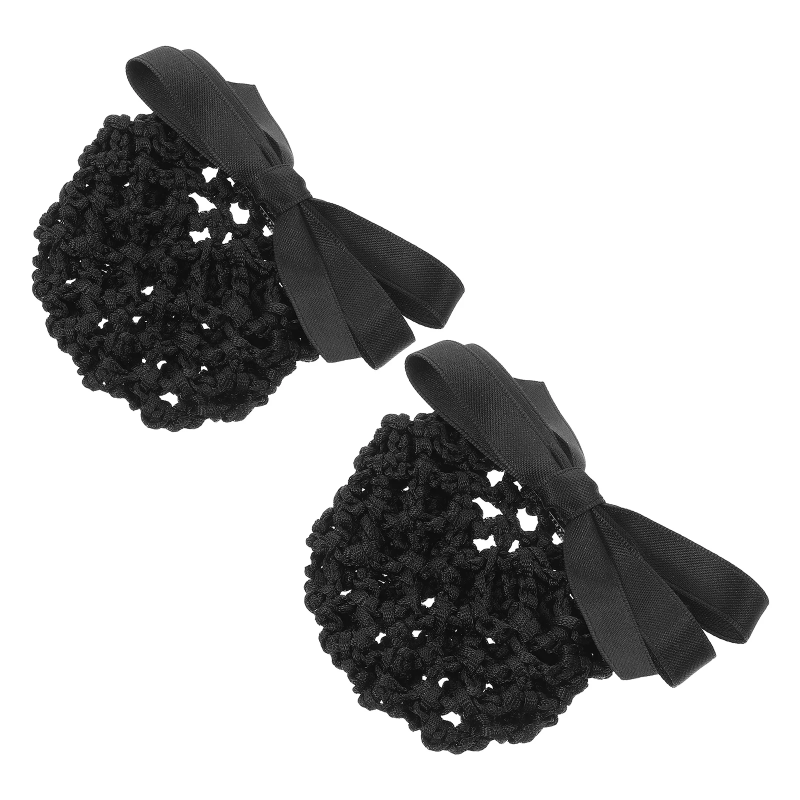 

2Pcs Bow Hair Nets Comfortable Elastic Mesh Bun Covers Bowknot Decoration for Nurses Flight Attendants Hotel Staff Womens Hair