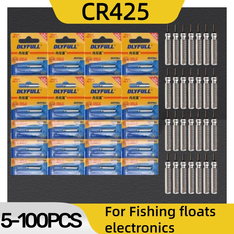 5-100PCS CR425 Fishing Float Battery High Brightness Night Fishing Luminous Battery for Electronic Floats Tackle Accessories