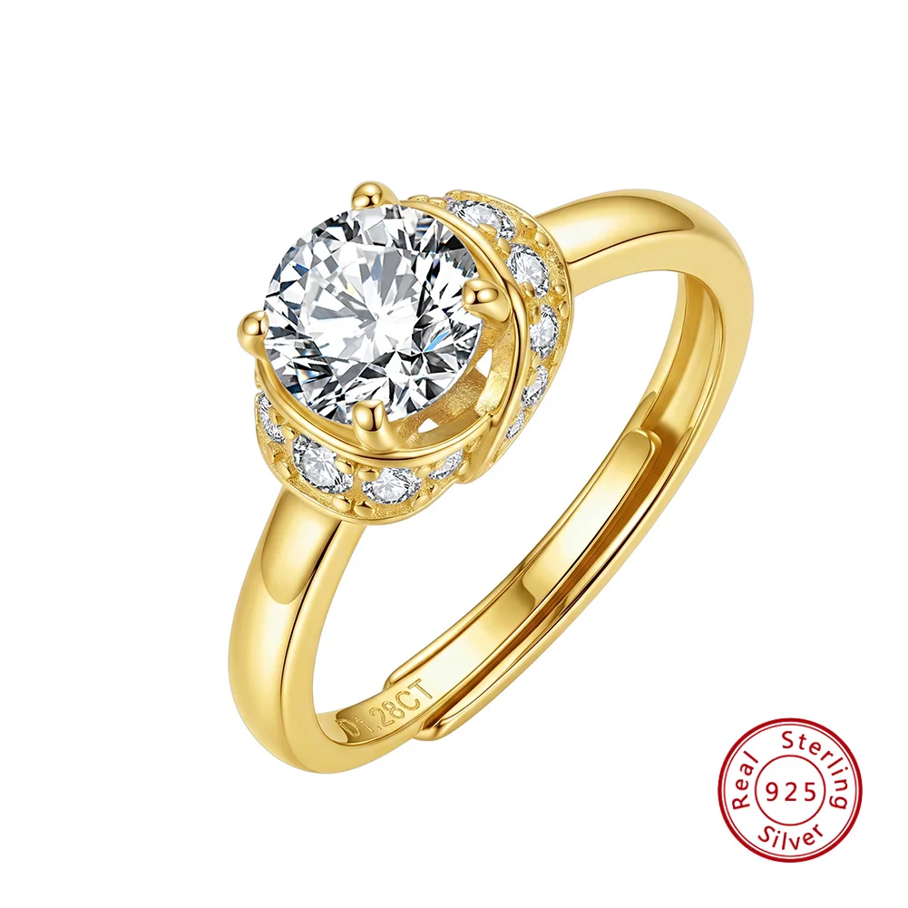 KISS MANDY 925 Sterling Silver Halo Engagement Ring D Color Moissanite Ring Sparkly  Promise Wedding Jewelry for Women MOR31