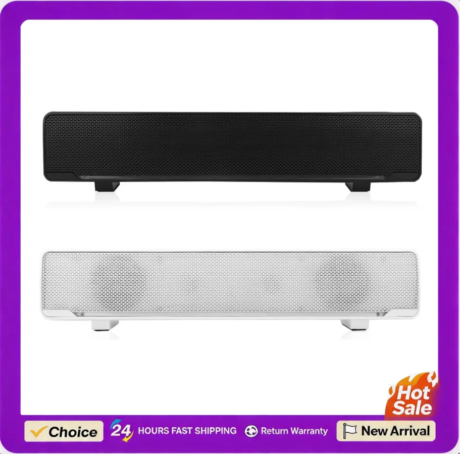 Universal USB Wired Stereo Soundbar Music Player Bass Surround Sound Box 3.5mm Input Multi-Compatible Speaker for PC Cellphones
