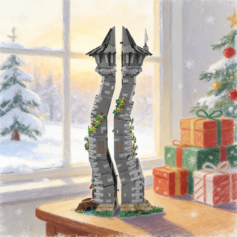 

3487pcs MOC The Crooked Wizard S Tower Split Design Castle Model Building Blocks Creative Gift DIY Display Decor Adult Premium