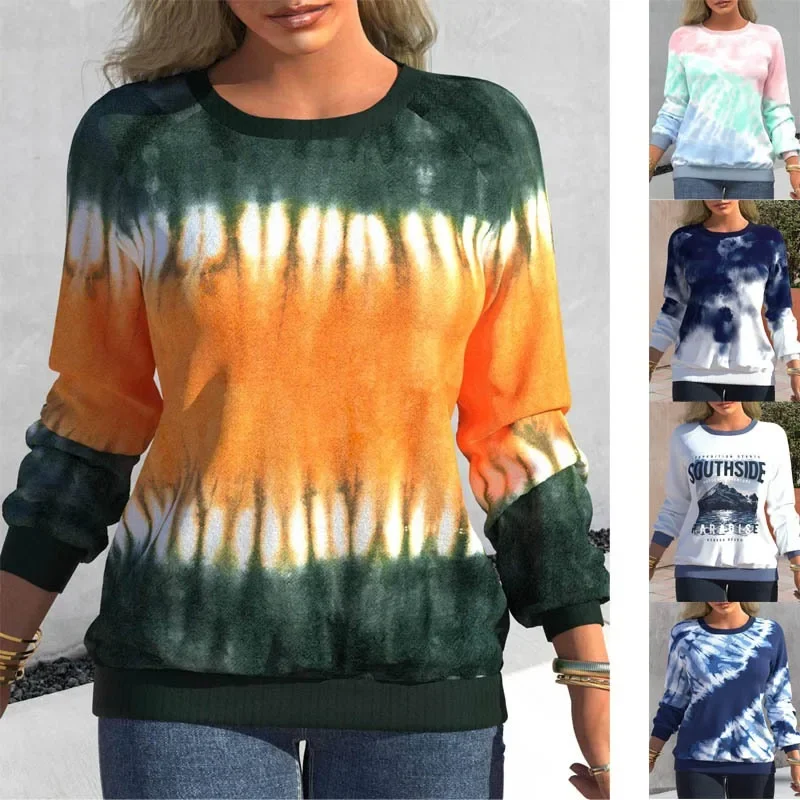 

Pullovers Casual Sweatshirts For Women Tie Dyed Tops 2023 New Autumn Fashion Streetwear Vintage Clothes Ropa de Mujer Sudaderas