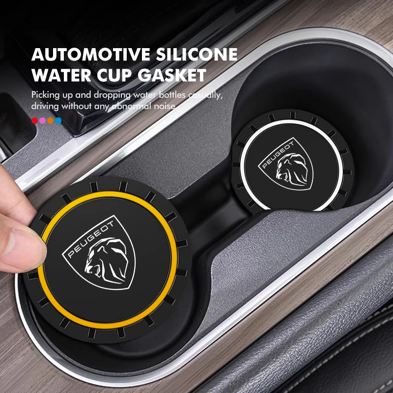 Car Coasters Silicone Water Cup Pads Non-Slip Mats Universal For Peugeot 206 207 208 107 106 205 4008 301 607 108 807 407 508