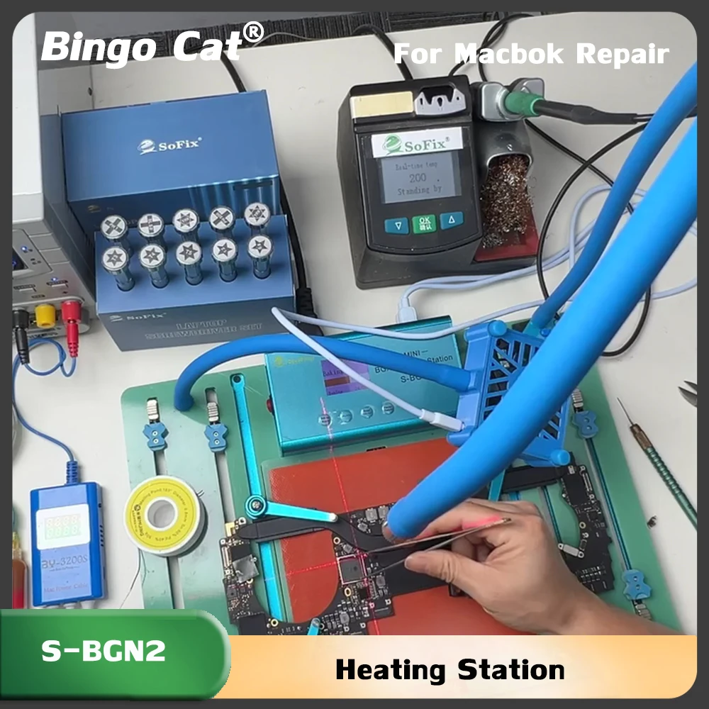 

SoFix S-BGN2 BGA Heating Station with S-F30X BGA Chip Locator for Macbook Motherboard Soldering Confirm Chip Positioning Points