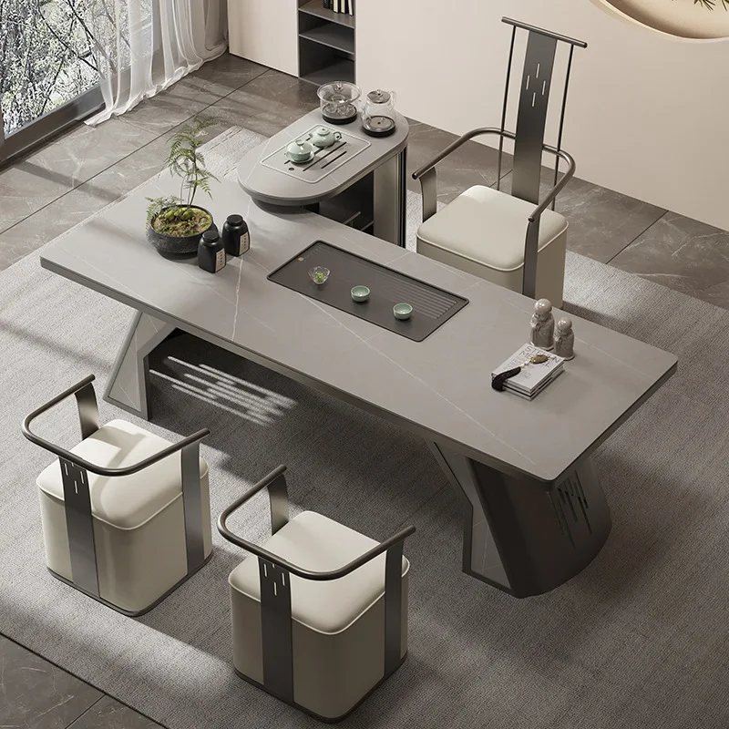 

luxury rock slab tea table and chair combination modern simple fully automatic water heating office high-end Kung Fu tea t