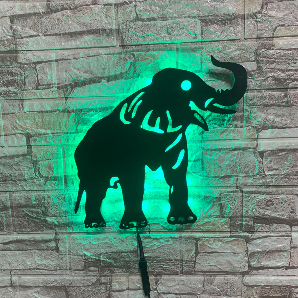 ZK30 Modern Elephant Creative LED Wall Lamp Home Decor Background Wall Night Light USB Plug-in Remote Control Atmosphere Light