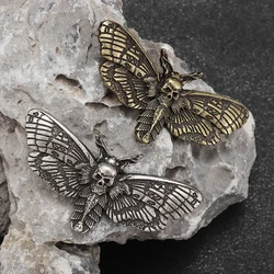 Vintage Gothic Death Skull Moth Brooch for Men Clothing Pin Fashion Hip Hop Rock Accessory Gift