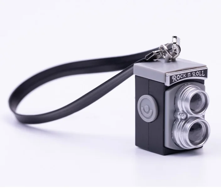 سلسلة مفاتيح متوهجة صغيرة إبداعية جديدة مع نموذج كاميرا DSLR مع ملحقات تأثير الصوت الوامض حلقة رئيسية مجوهرات هدايا الحفلات #5