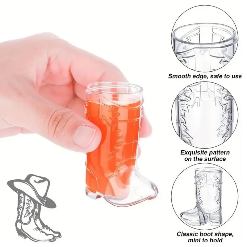 Western Cowboy Glasses Mini Cowboy Boot Reusable Shot Glasses Shot Glass Cups Cowgirl Party Decorations Vlanetine Party Supplies