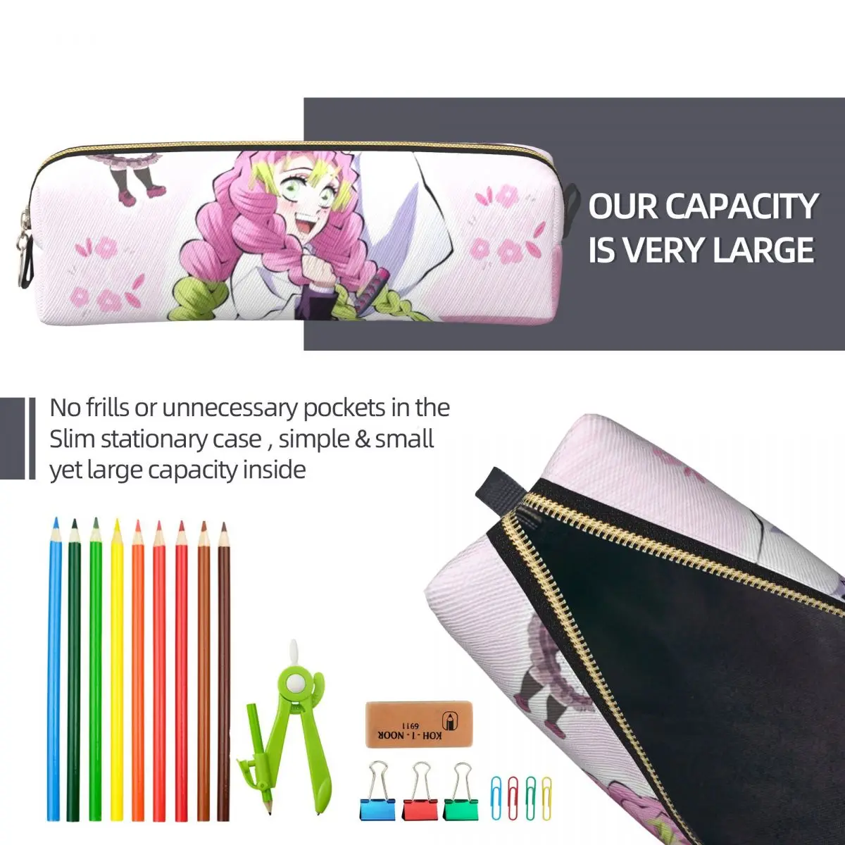 هاشيرا ميتسوري كانروجي مقلمة شيطان القاتل صندوق رصاص صندوق القلم لفتاة صبي حقائب ذات سعة كبيرة الطلاب الهدايا القرطاسية