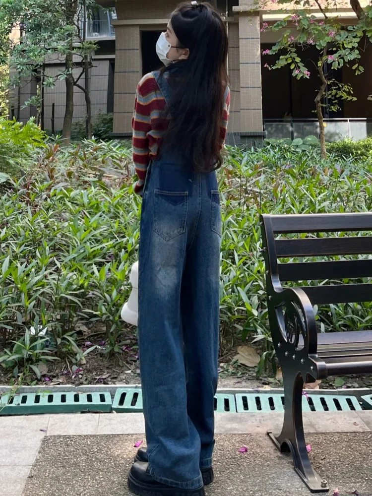 جمبسوت نسائي واسع الساق عتيق فضفاض يناسب الجميع على الطراز الكوري أنيق ومبيض ربيعي غير رسمي بنطلون Ins High Street