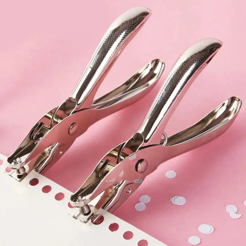 금속 3/6mm 원형 구멍 단일 구멍 휴대용 펀칭기, A4 용지 8매 펀칭 가능 - 펀치 도구
