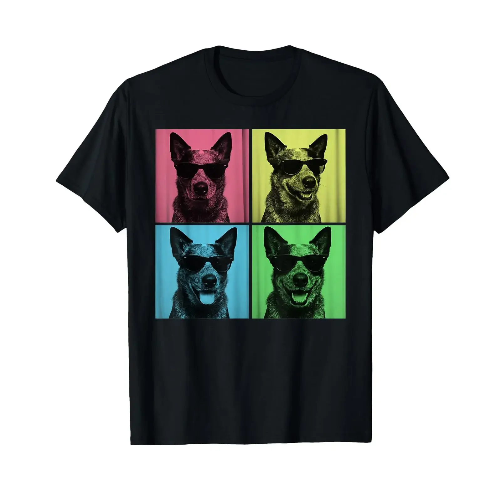 Blue Heeler Pop Art Funny Dog Lover Photo Booth T Shirt vintage Washed Breathable Slightly Versatile Soft Stylish