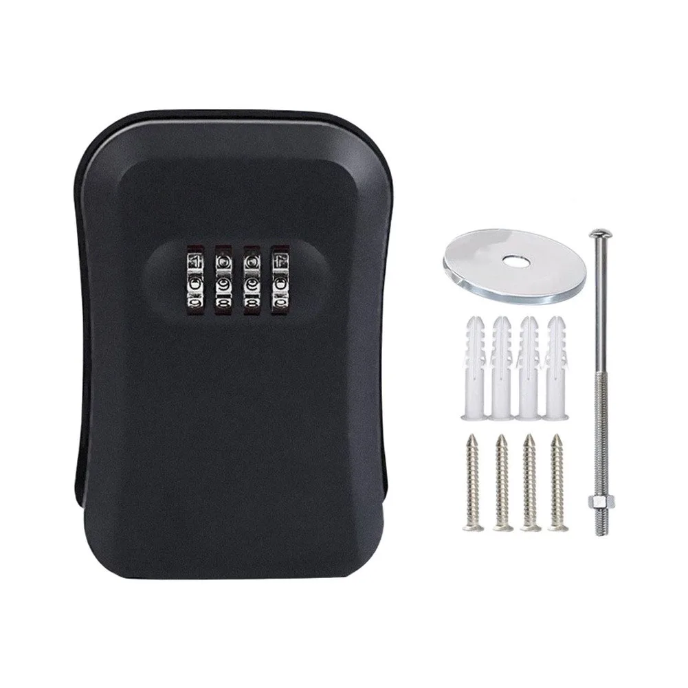 Portable Key Lock Box Outdoor For Weather Resistant 4 Digit Resettable Combination for Door Knob Ball Biscuit Curved 13x4.5x9cm