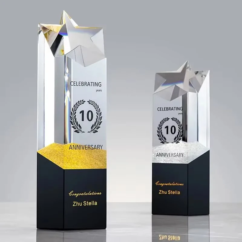 Custom Pentagram Crystal Trophy Annual Meeting Souvenir Free Custom Engraving Glass Awards Cup Gift Glass Champion Sales Award - Image 2