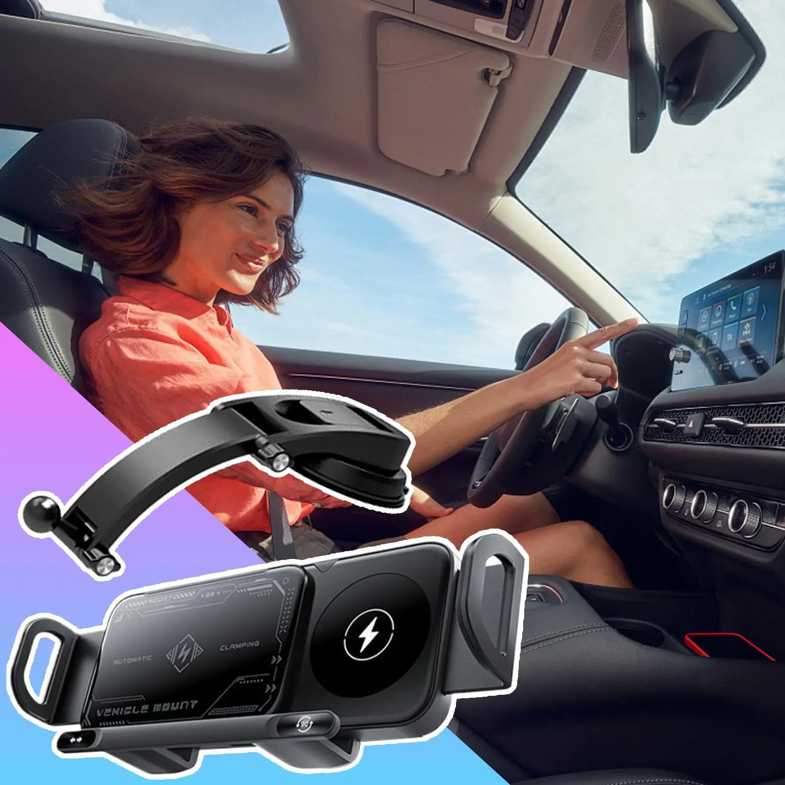 HUAWEI Mate X/Vivo X Fold/Samsung Galaxy Z Fold/Xiaomi MIX Fold対応 車載ホルダー付きワイヤレス充電器