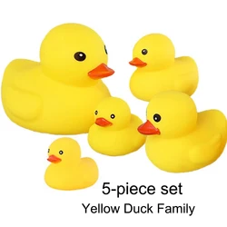 Bath Duck Toys 5 Pcs Rubber Duck Family Squeak Ducks Baby Shower Toy for Toddlers Boys Girls (Yellow Duck Family)