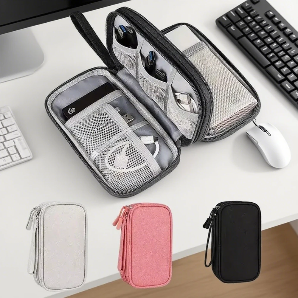 

1Pc NEW Travel Organizer Bag Cable Storage Organizers Pouch Carry Case Portable Waterproof Double Layers Storage Bags Cable Cord