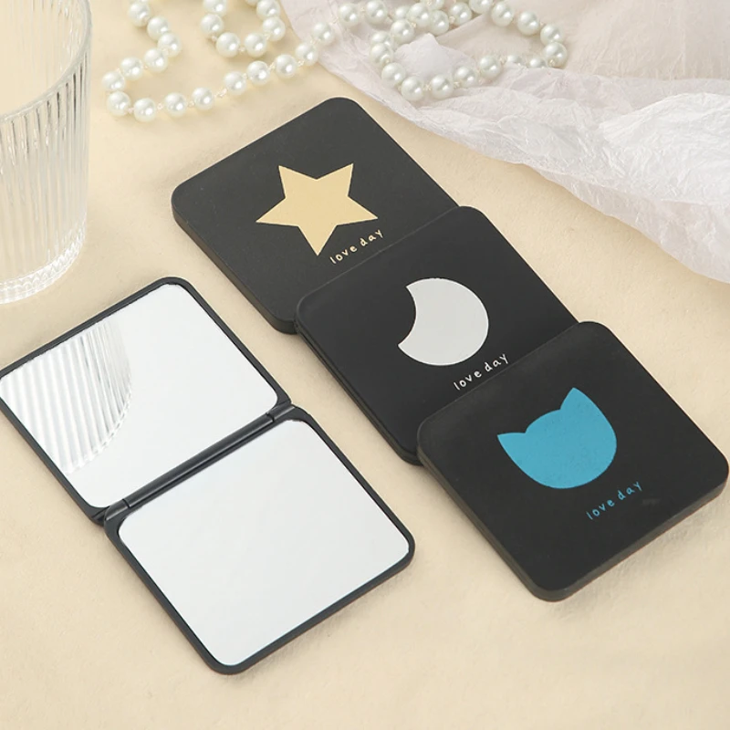 Foldable Makeup Mirror Mini Square Makeup Vanity Mirror Portable Hand Mirrors Double-sided Compact Mirror Pocket Cosmetic Mirror