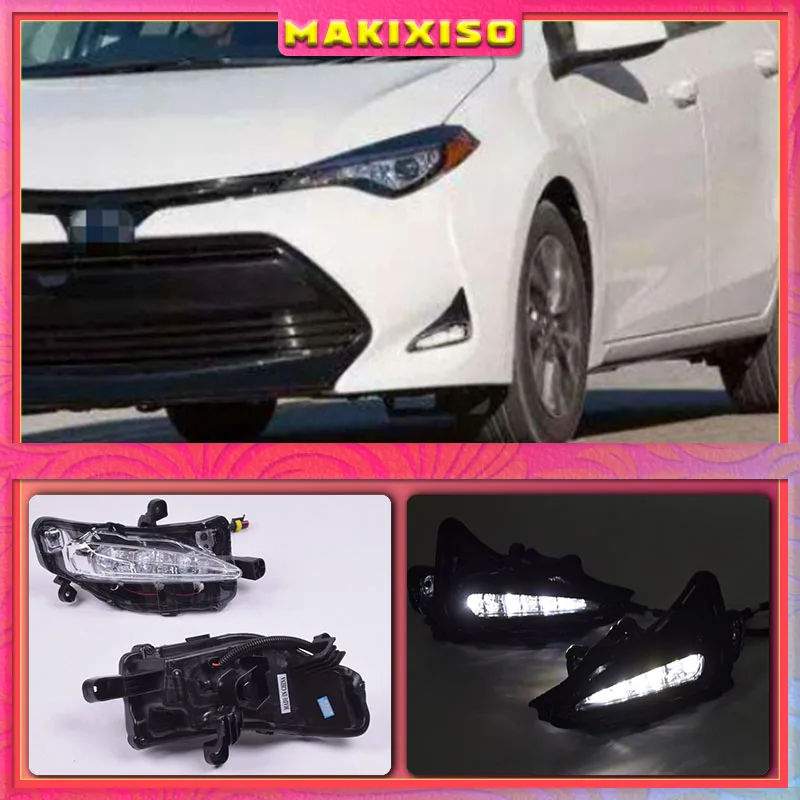 White LED DRL Daytime Running Lights Fog light Lamp For Toyota Corolla 2017 2018 17 18 Auto Car Parts Accessories