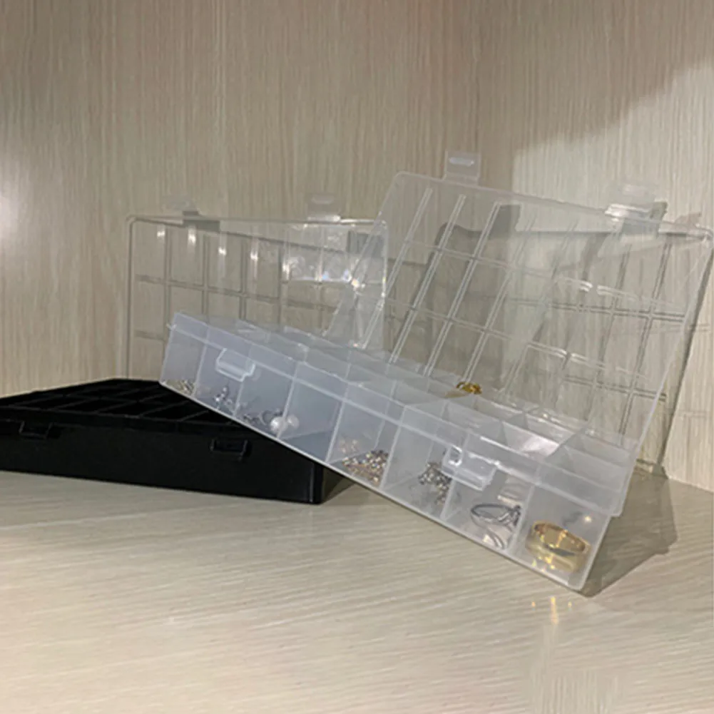24 Grids Plastic Storage Box Jewelry Packing Box Electronic Component Storage Box PP Beading Finishing Box Jewelry Sample Box
