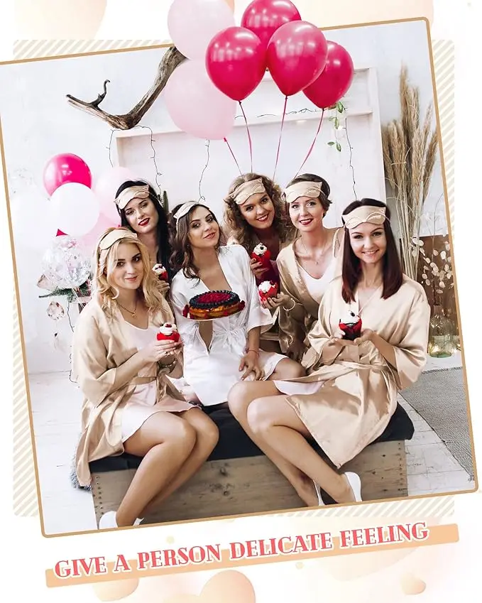 12 Pcs Bridal Party Robes Bridesmaid Kimono Robe with Gold Glitter Satin Robe for Bridal Shower Bachelorette Wedding