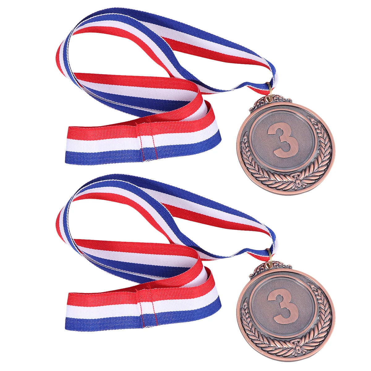 

2pcs Metal Award Medals with Neck Ribbon Wheats Winner Medal for Sports Games Competition (Bronze, the Third Prize)